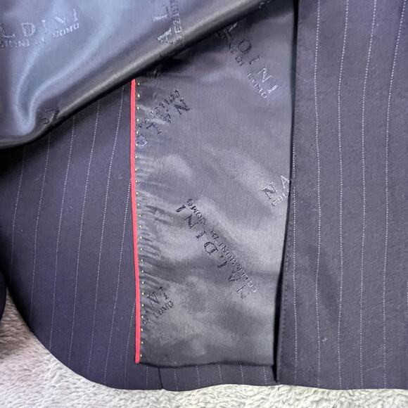 Naldini Blazer Mens 44 Navy Pinstripe Made in Italy Super 150s Wool 3 Button - Picture 10 of 15